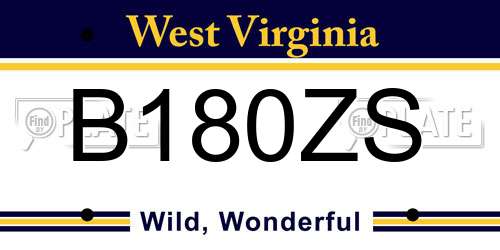 B180ZS West Virginia License Plate