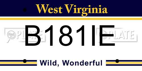 B181IE West Virginia License Plate