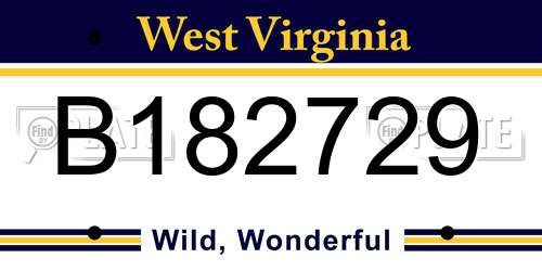 B182729 West Virginia License Plate