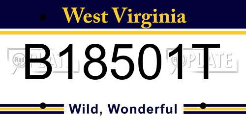 B18501T West Virginia License Plate