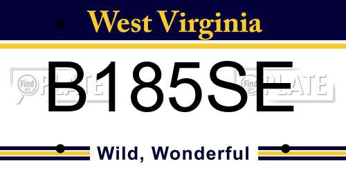 B185SE West Virginia License Plate