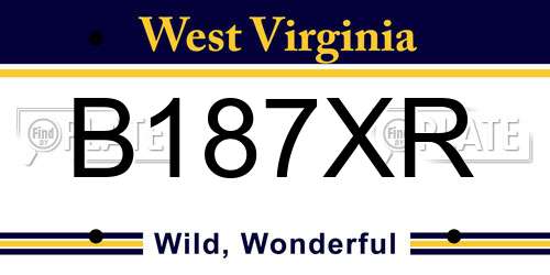 B187XR West Virginia License Plate