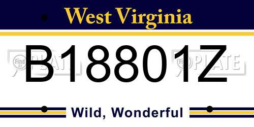 B18801Z West Virginia License Plate