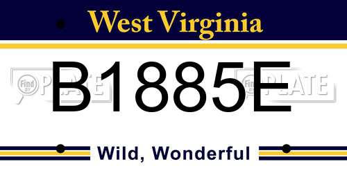 B1885E West Virginia License Plate