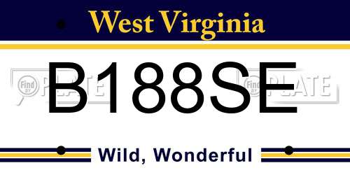 B188SE West Virginia License Plate