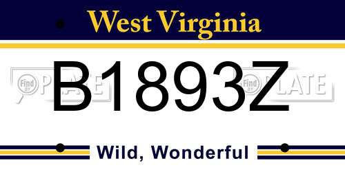 B1893Z West Virginia License Plate