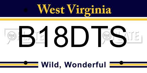 B18DTS West Virginia License Plate