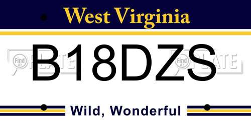 B18DZS West Virginia License Plate