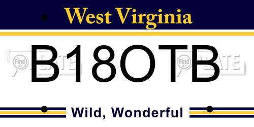 B18OTB West Virginia License Plate