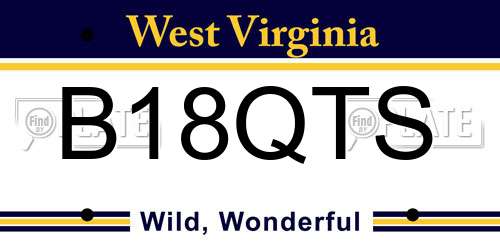 B18QTS West Virginia License Plate