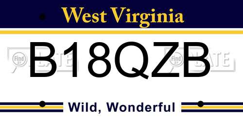 B18QZB West Virginia License Plate