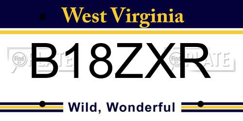 B18ZXR West Virginia License Plate
