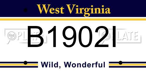 B1902I West Virginia License Plate