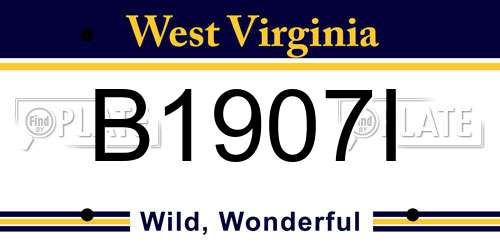 B1907I West Virginia License Plate