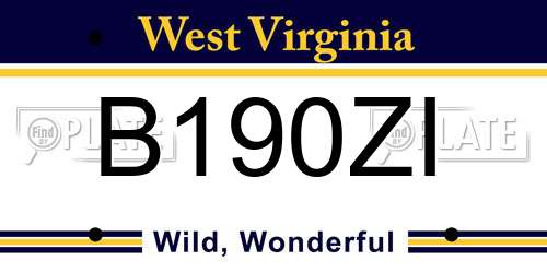 B190ZI West Virginia License Plate