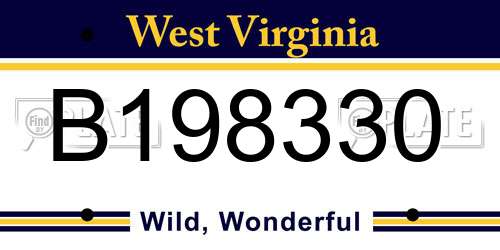 B198330 West Virginia License Plate