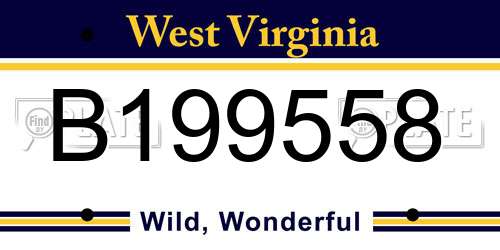 B199558 West Virginia License Plate