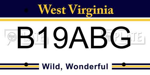 B19ABG West Virginia License Plate