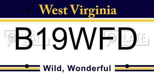 B19WFD West Virginia License Plate