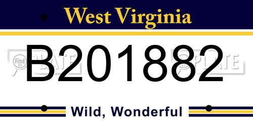 B201882 West Virginia License Plate