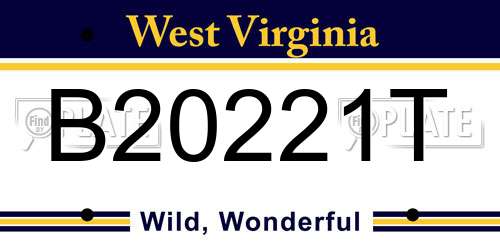 B20221T West Virginia License Plate