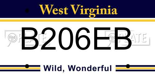 B206EB West Virginia License Plate