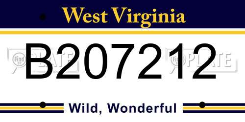 B207212 West Virginia License Plate