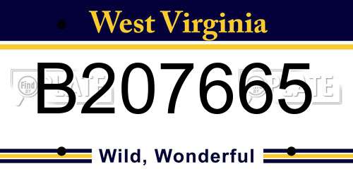 B207665 West Virginia License Plate