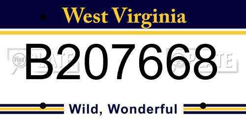 B207668 West Virginia License Plate