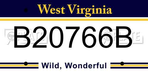 B20766B West Virginia License Plate