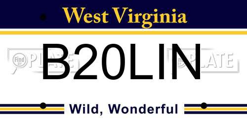 B20LIN West Virginia License Plate