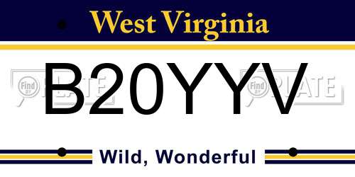 B20YYV West Virginia License Plate