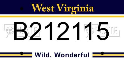 B212115 West Virginia License Plate