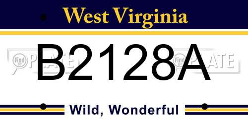 B2128A West Virginia License Plate