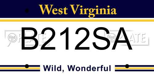 B212SA West Virginia License Plate