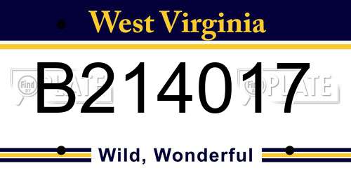 B214017 West Virginia License Plate