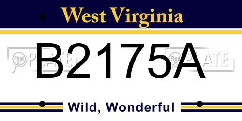 B2175A West Virginia License Plate