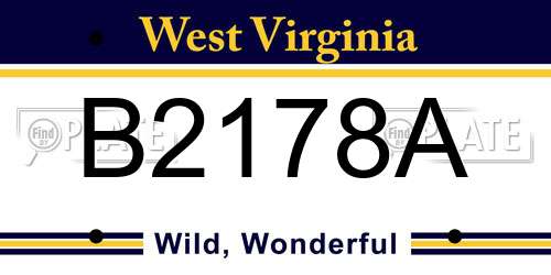 B2178A West Virginia License Plate