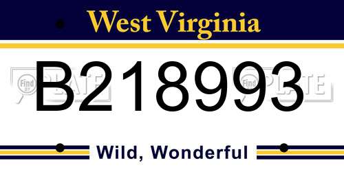 B218993 West Virginia License Plate
