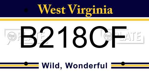 B218CF West Virginia License Plate