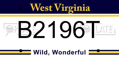 B2196T West Virginia License Plate