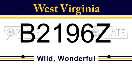 B2196Z West Virginia License Plate