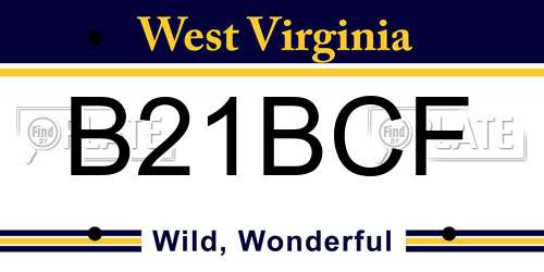 B21BCF West Virginia License Plate
