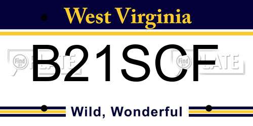 B21SCF West Virginia License Plate