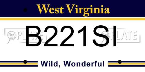 B221SI West Virginia License Plate