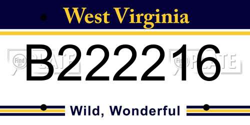 B222216 West Virginia License Plate