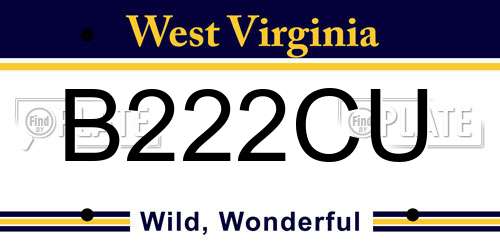 B222CU West Virginia License Plate
