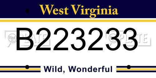 B223233 West Virginia License Plate