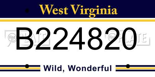 B224820 West Virginia License Plate