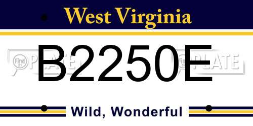 B2250E West Virginia License Plate